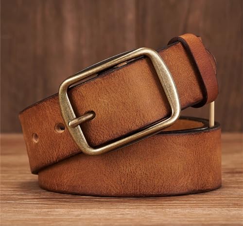 Men Thick Cowhide Copper Pin Buckle Genuine Leather Belt For Jeans Fashion Casual Belt Waistband Retro Luxury Strap4
