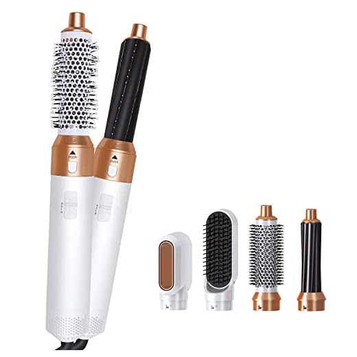 5 in 1 Hot Air Brush | Hair Dryer, Hair Styler, and Airwrap Styler All-in-One with Interchangeable Attachments | for All Hair Types | Negative Ion Technology | Perfect for Travel