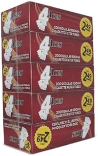 4 Aces Regular 100mm (100s) RYO Cigarette Tubes 200ct Box (5 Boxes)