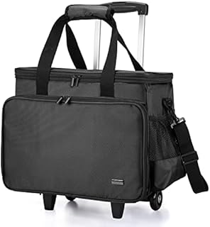 Luxja Sewing Machine Trolley Bag with Removable Pad, Rolling Sewing Machine Bag, Trolley Case for Sewing Machine and Extra Sewing Accessories, Black