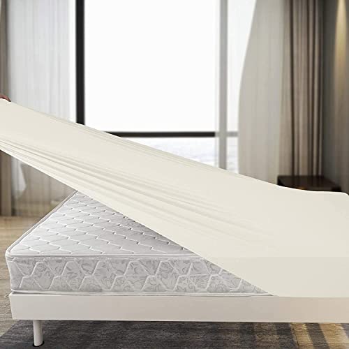 Super King Fitted Sheets Brushed Cotton | Jersey Cotton Bed Sheet Fitted Super King Size | Cream Super king Fitted Sheet Deep | Super King Bed Sheet Cover (SuperKing, Cream).