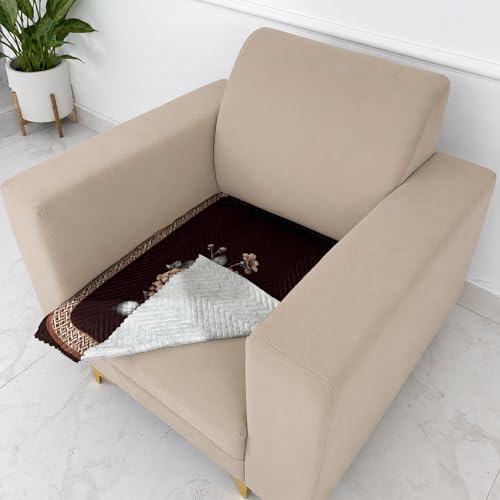 Image of Homerz 'Brooklyn Series' Premium Sofa Cover | Quilted Floral Design | Non-Slip Washable Sofa Protector | Soft Anti Slip Fabric (Brown, 1 Seater, Only Seat Cover)
