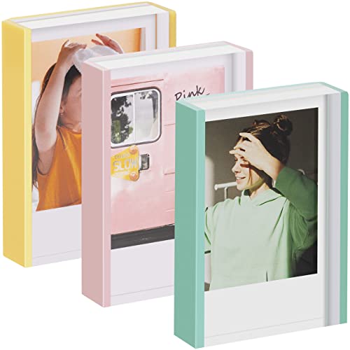 Winkine Instax Mini Frames, Tabletop Acrylic Photo Frame For Instax Mini Film, Mini Photo Frames For Fujifilm & Polaroid Go Film, Green+Pink+Yellow Mini Polaroid Frames #TOP2