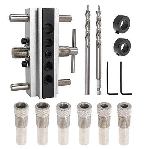Self Centering Doweling Jig Dowel Jig Kit Woodworking Joints Tool With 2Pcs 3/8 Inch Inclined Hole Drill Bits #TOP1