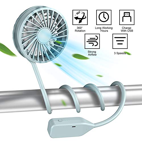 Babacom Mini Ventilator mit 3 Geschwindigkeiten, Tragbarer USB Ventilator Leise mit 1500mAh Akku, 360° Drehbar Multifunktionaler Handventilator Nackenventilator für Reise, Radfahren, Auto, Kinderwagen