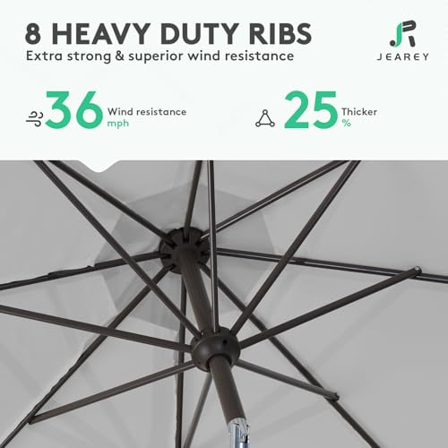 Image of JEAREY 10FT Outdoor Patio Umbrella, Market Umbrella, Light Gray