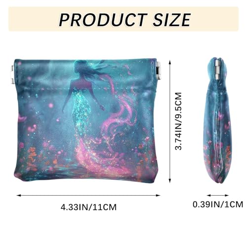 Mermaid Mystical Glow Women Leather Cash Wallet Portable Personal Items Organizer for Woman Girl3