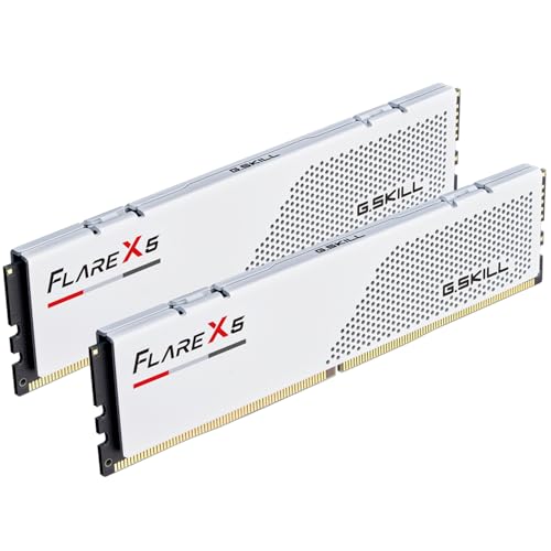 G.SKILL Flare X5 Series DDR5 RAM (AMD Expo) 64GB (2x32GB) 6000MT/s CL28-36-36-96 1.40V Desktop Computer Memory U-DIMM - Matte White (F5-6000J2836G32GX2-FX5W)
