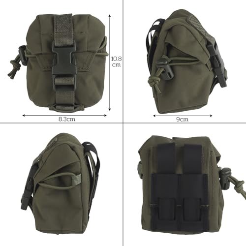 LDZDGD Tactical Multi-Purpose Grenade Pouch, MOLLE Utility Pouch for Airsoft, Paintball, Hunting and Outdoor Training(Green)