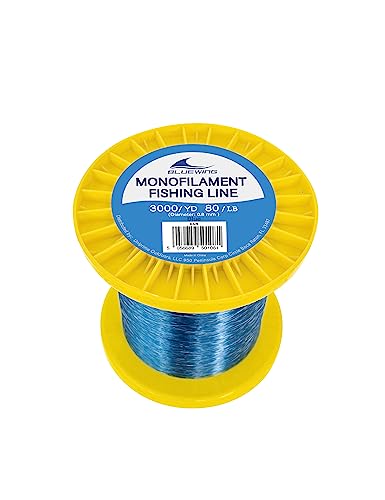 BLUEWING Monofilament Fishing Line Dia. 0.8mm 80 lbs 3000 Yards Invisible Thin Diameter Mono Fish Wire String, Blue