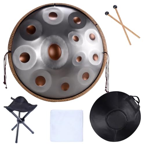 Handpan acero inoxidable 12 notas dorado 22 pulgadas miniatura 5