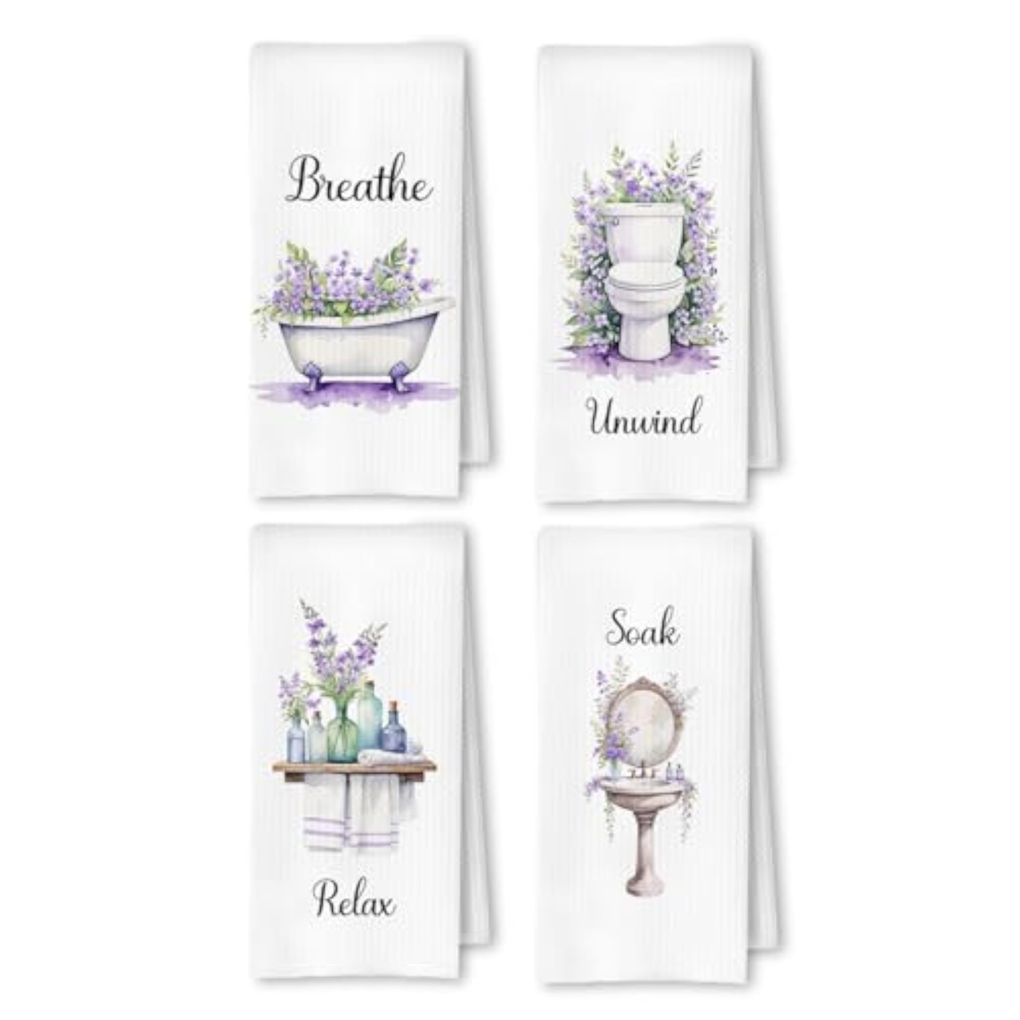 Farmhouse Purple Botanical Decorative Hand Towels Set