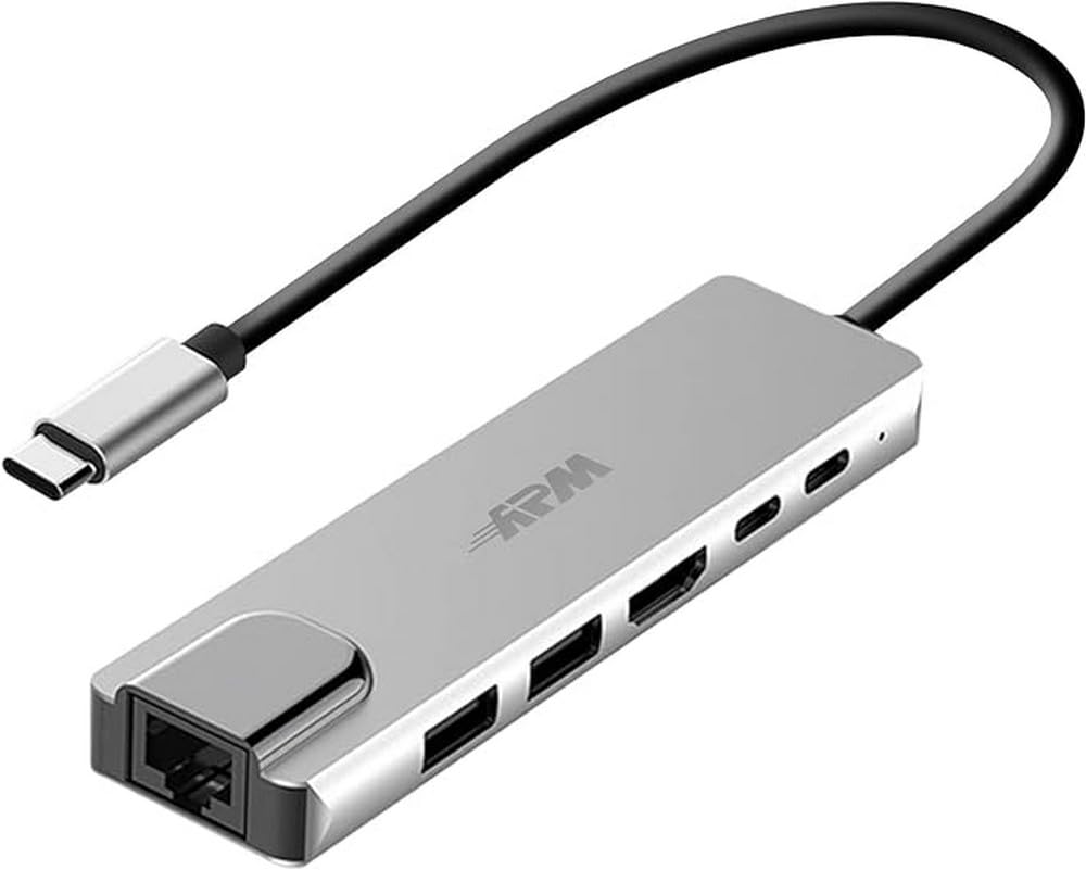 AnHome USB C Hub Ethernet HDMI 4K Adapter, 8-in-1 Multiport Dock USB-C to RJ45 Ethernet USB 3.0 SD/TF Card Reader 87W PD Charging Port Dongle Compatible with MacBook Pro/Air and Type