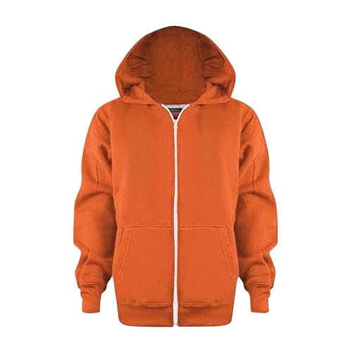 Survêtement fille orange 7-8 ans ensemble avec pull à capuche zippé décontracté