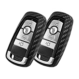WORCAS 2 Pcs Key Fob Case Carbon Fiber Pattern Silicone Cover Compatible with Ford Focus ST Fusion Mustang Mustang Compatible with Lincoln Aviator Continental Universal Button Keyless Entry Remote