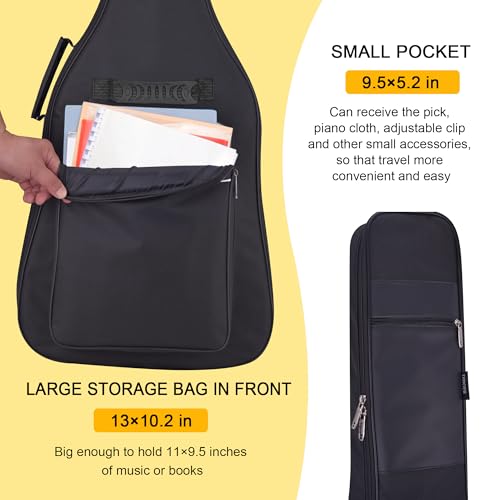 Image of 36 Inch Acoustic Guitar Gig Bag Waterproof Dual Adjustable Shoulder Strap 0.35 inch Padding Backpack with Accessories -For 36 inch Acoustic Classic Guitar