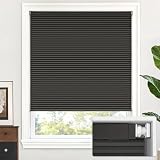LazBlinds Cordless Cellular Shades, No Tools No Drill Blackout Honeycomb Shades Pleated Blinds for Windows, 23'' W x 48'' H, Midnight Black