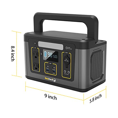 SeeDevil Portable Power Station 500W, 560Wh Lithium Battery, 110V/500W Pure Sine Wave AC Outlet, Solar Generator (Solar Panel Not Included) Great for Camping, Emergency Power, Off-Grid, Outdoor use - Image 4