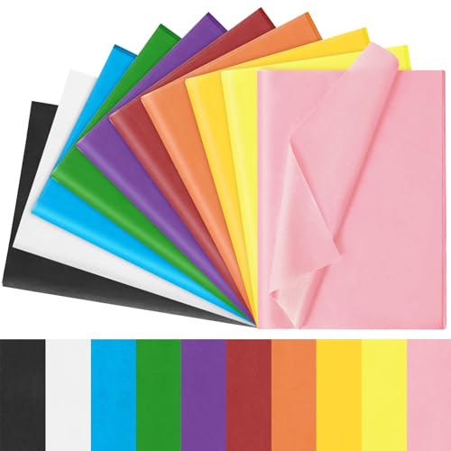 Image of 120 Sheets 20 inchX14 inch Colored Tissue Paper for Gift Bags Wrapping, Art Tissue Paper Bulk for Weddings Birthday Party Crafts Decoration, 10 Colors