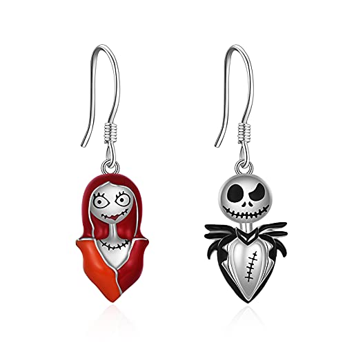 LILALO Jack Skellington And Sally Earrings Sterling Silver Skull Earrings Nightmare Earrings