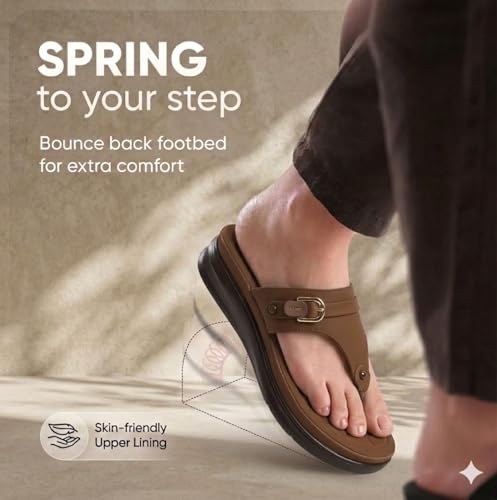 Image of Carrito, Women Wedge Heels Thong Sandals| Comfortable Flats Sandals | Comfort Orthopaedic Sandals for Women| Doctor Slippers /Flip-Flops | Arch Support & Heel Cushion | Lightweight Anti-Skid Sole | Ultra-Cushioned Shock Absorbing Footbed | Available in Open Toe & Toe Separator Style