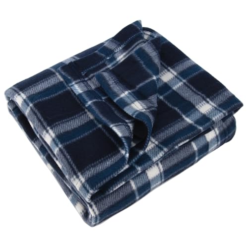 Mantas de Forro Polar a Cuadros de 50 x 60 Pulgadas para Dormitorio, sofá, Sala de Estar, Silla, Mascotas, Exteriores (Azul)