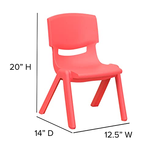 Image of EMMA + OLIVER Red Plastic Stackable School Chair, 10.5 inch Seat, 4-Pack