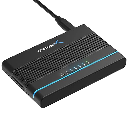 Sabrent Cabinet Usb-C Per M.2 Nvme E Disco Rigido Sata Da 2,5" E 3,5", Convertitore Ssd Hdd E M2, Dock 2242, 2260 E 2280 Con Clonazione Offline + Alim