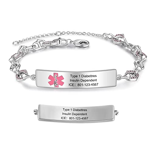Personalized Custom Stainless Steel Medical ID Bracelets for Women