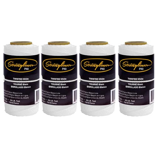Stringliner 35103 Rollo de Repuesto Cuerda de Albañil – 1/4 lb. #18 Cuerda de Repuesto para Construcción Trenzada Blanca 270' (Pack 4) miniatura 1
