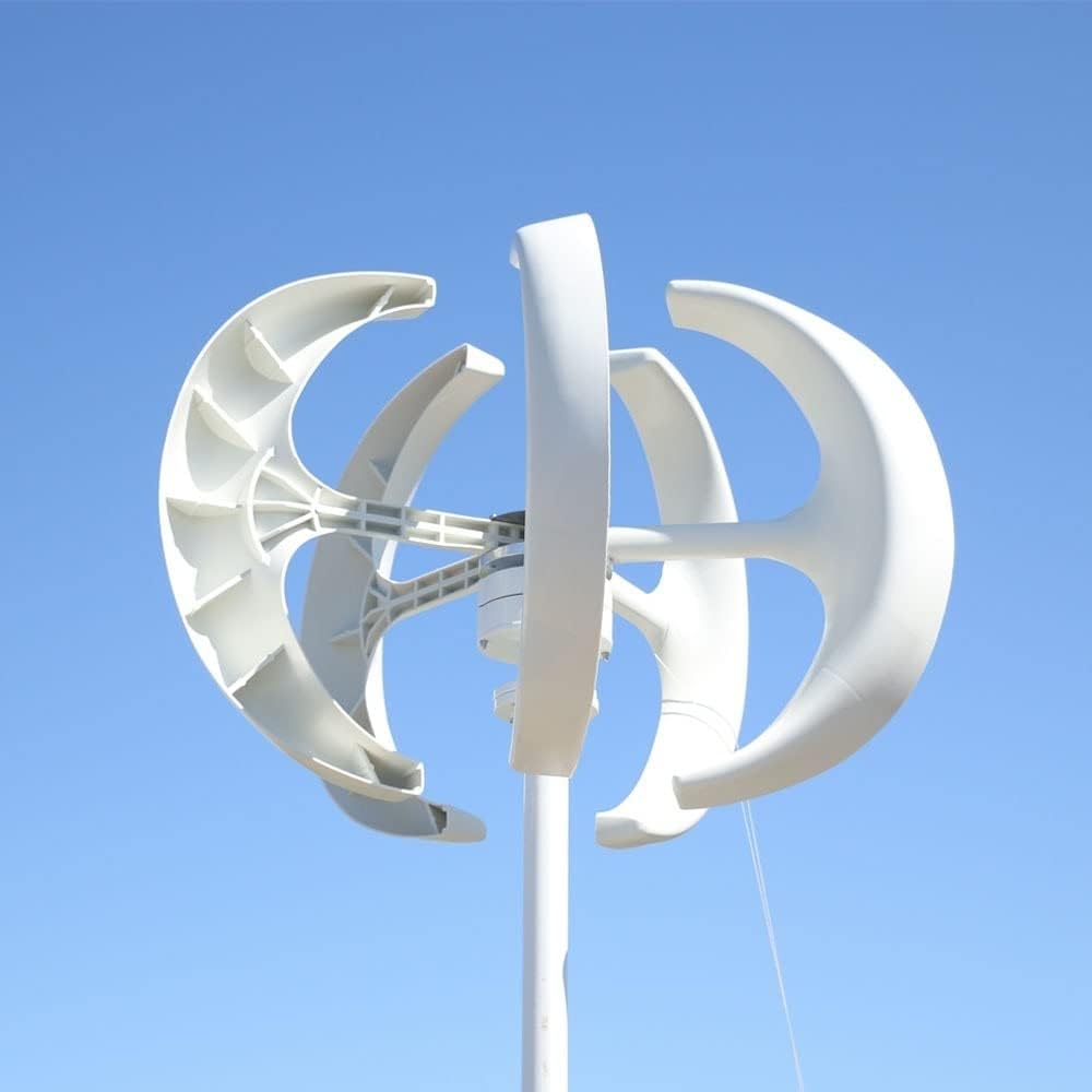 Wind Power Generator Wind Power Turbines Generator 5kw 8kw 12/24/48V 5 Blades Windmill Lantern Vertical Axis For Streetlight with MPPT Controller Weatherproof for Outdoor Use (Color : White, Size :