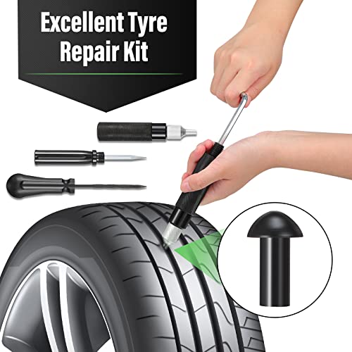 8 Packs Tire Plugger Repair Kit Mushroom Tire Plug Kit Heavy Duty Tire Repair Kit with Plugs Tubeless Pocket Tire Plugger Tire Repair Tools with Tool Pouch for Fixing Auto Motorcycle Car Truck Bike