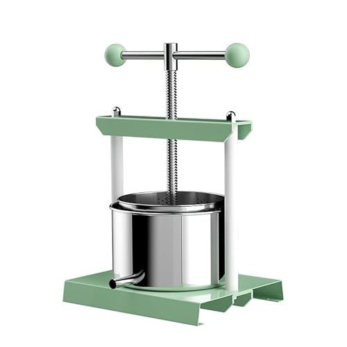 Xemuar ジューサー 手動プレス ワインプレス 野菜脱水機 ステンレス鋼絞り器 ジュース残留物分離 滑り止めシリコンハンドル フィルタージューサー サイダー オリーブオイル対応 (アルミニウム,3L) (2L,緑)