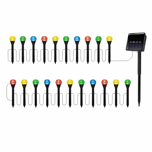 Image of CBK Solar Garden Pathway Lights with 20 LED Stakes|Multicolor Outdoor Decorative Solar Lights for Garden,Lawn, Yard,Walkway&Landscape|Waterproof Resistant|Auto On /Off Solar Powered Lighting System