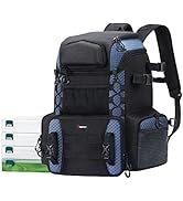 Piscifun Hatchback Fishing Tackle Backpack with 4 Boxes, Fishing Bag Large Capacity with 4 Trays ...