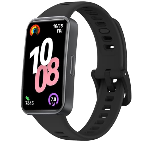 für Huawei Band 8/9/10 Armband für Damen Herren Verstellbarer klassischer Sport Ersatzarmband Kompatibel mit Huawei Band 10/9/8 (Schwarz)