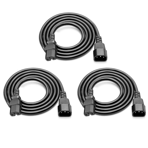 15A 125V Heavy Duty Extension Cable 2.4m IEC 320 C14 to C15 Power Cord for Laptop Electronics TV Computer Printer Radio Monitor(Black)