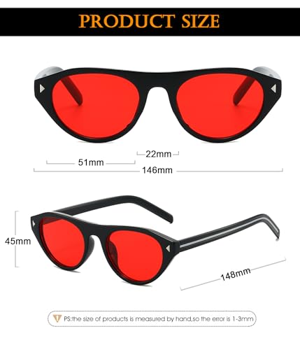 Image of EYLRIM Retro Oval Cat Eye Sunglasses for Women Men Trendy Flat Top Narrow Cateye Shades UV400 Protection
