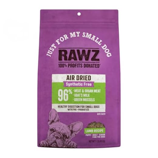Rawz Air Dried Small Dog Food, Lamb Recipe with Goat's Milk, Pre-Probiotics, Synthetic Free, 96% Meat, All Life Stages (16 Ounces, Lamb)