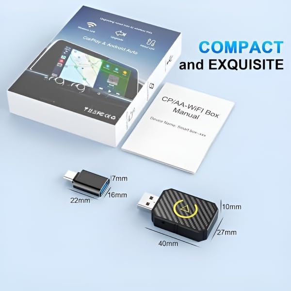 ACRSYNC CarPlay bezprzewodowy adapter 2 w 1 - Z systemem Android Auto & CarPlay | Bezprzewodowy dongle z Bluetooth 5.0 i WiFi | Automatyczne łączenie, kompaktowy Plug & Play