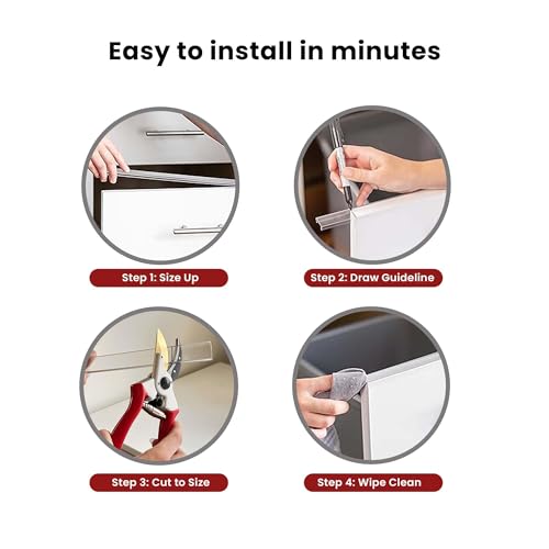 Image of Cabinet Hero Slimline Cabinet Edge Protector - Prevents Chipping, Wear, Discoloration - Drawer Edge Guard, Bumper for Drawer - Easy Slip-On Installation - 3 /4 inch Thick, 36 inch Length, Black, Pack of 4