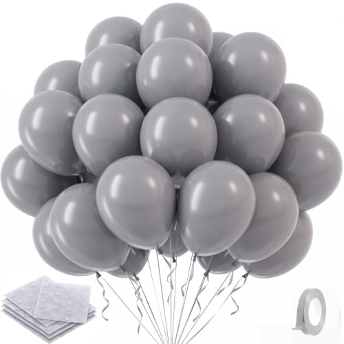 50pcs Gray Balloons, Helium 12inch Grey Balloons