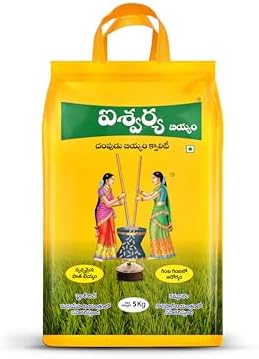 AISHWARYA Hand Pound Quality Sona Masoori Raw Rice (5kg) | Semi Polished High Fiber & Protein Grain | Chemical-Free & Gluten Free Traditional Heritage | Nutritious Healthy