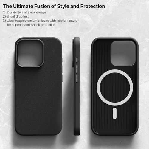 Image of GRIPP Heritage Xtreme Case Compatible with Mag-Safe for iPhone 16 Pro Max | 8ft Drop-Tested with D30 Tech, Premium Leatherette & Silicon, Metal Buttons, Luxuriantly Smooth Texture Back Cover - Black