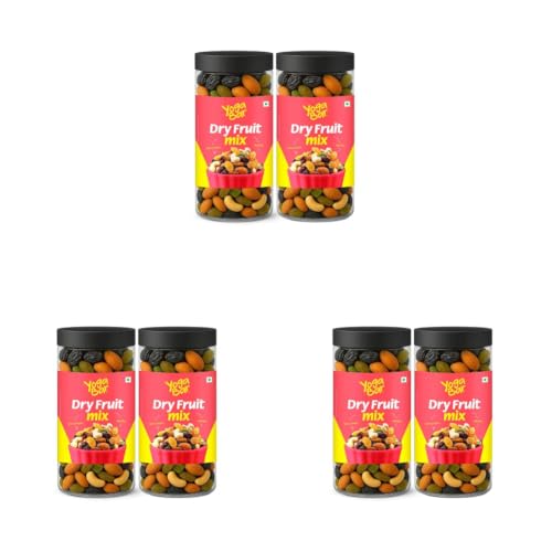 Image of Yogabar Dry Fruit Mix 400g, Pack of 6 | Healthy Mix of Almonds, Cashews, Raisins,Candied Amla,Candied Kiwi | Healthy Snack Mix | Source of Protein & Fibre