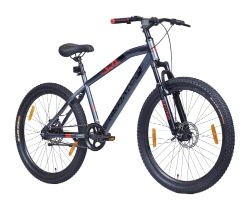 Image of Hero Ninjato 26T Single Speed Mountain /City Bicycle for Mens | Grey | Front Suspension | Disc Brake | Steel Frame : 16.9 inch | Rider Height : 5ft 0 inch - 5ft 8 inch | 85% Pre-Assembled Bicycle