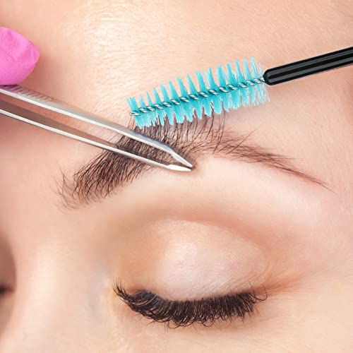 Image of G2PLUS 100PCS Disposable Eyelash Brushes, Adjustable Mascara Wands Makeup Applicator, Lash Spoolies Brushes for Eyelash Extensions and Eyebrows (Blue)