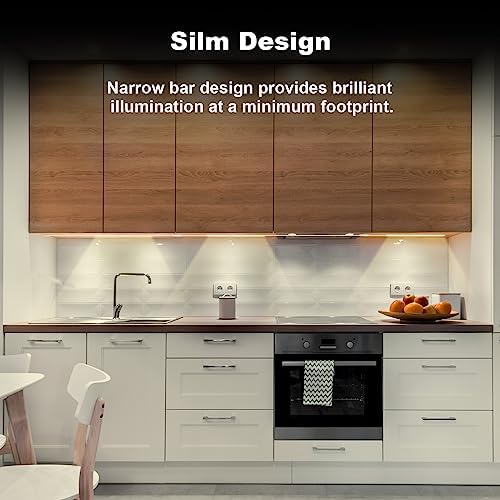 Plug-in Under Cabinet Lights Daylight White 4000K, Dimmable LED Under Cabinet Lighting, 6PCS x 12 Inch Under-Counter Light Fixtures with Memory Function, Under Counter LED Lights for Kitchen