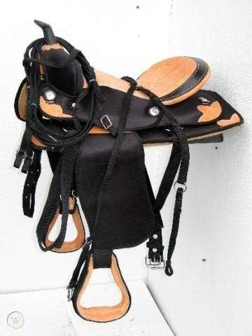 Western Barrel Racing Handmade Synthetic Cordura Horse Saddle Lightweight Trail Tack Equestrian Get Matching Headstall, Breastplate & REINS, Size: 10-18 inches Seat, DD12