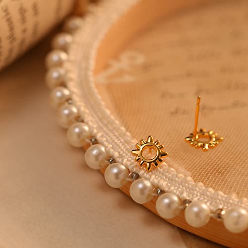 Mrsxia Stud Earrings For Women Sun Open Circle 18K Gold Filled Small Simple Delicate Hypoallergenic Geometric Ear Jewelry #TOP3